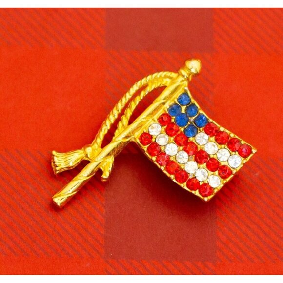 Vintage USA Flag Pole Brooch - O27 - Picture 1 of 2